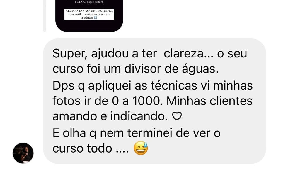 Print do depoimento de aluna no Instagram
